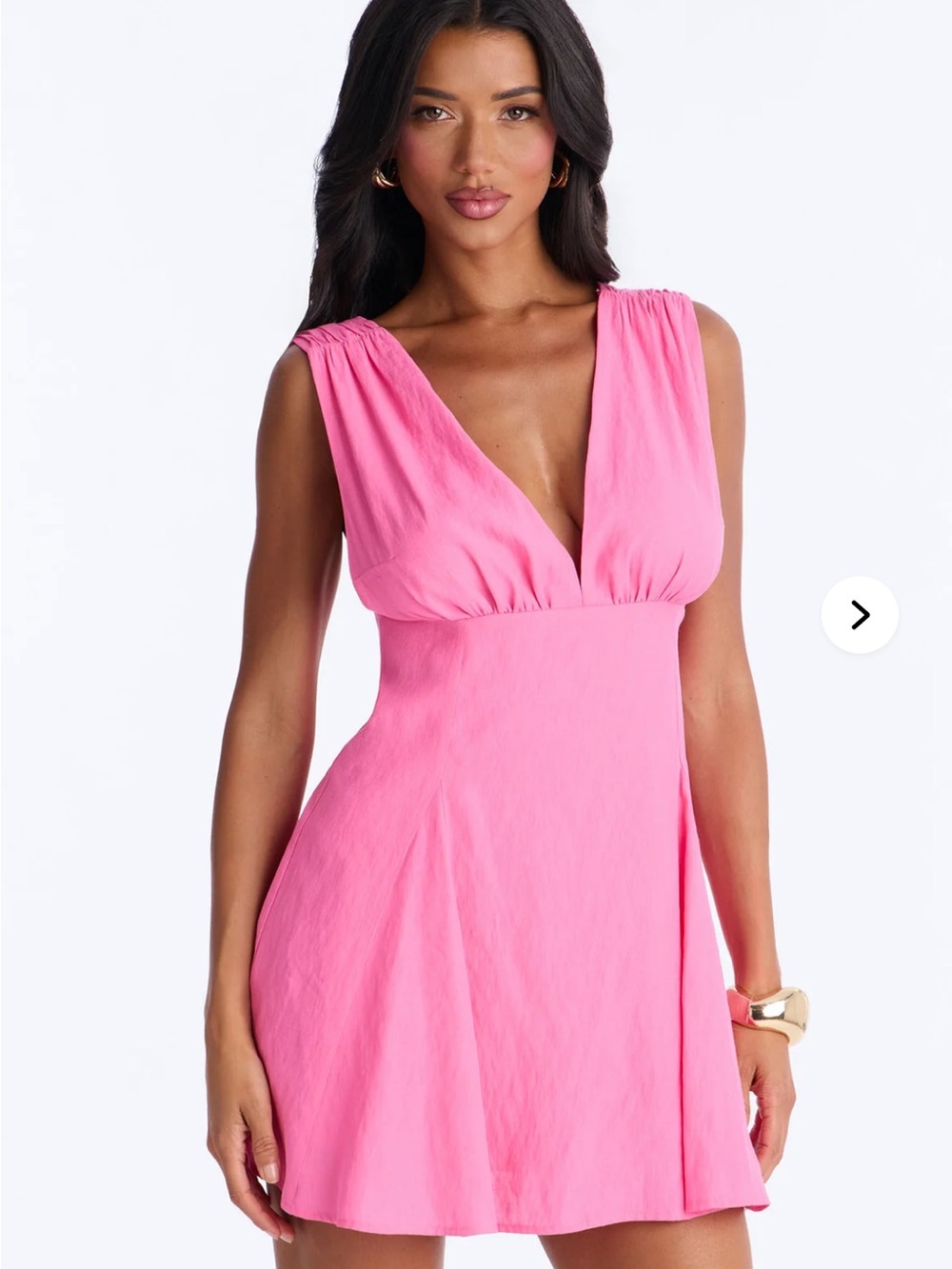 Pink V-Neck Sleeveless Mini Dress